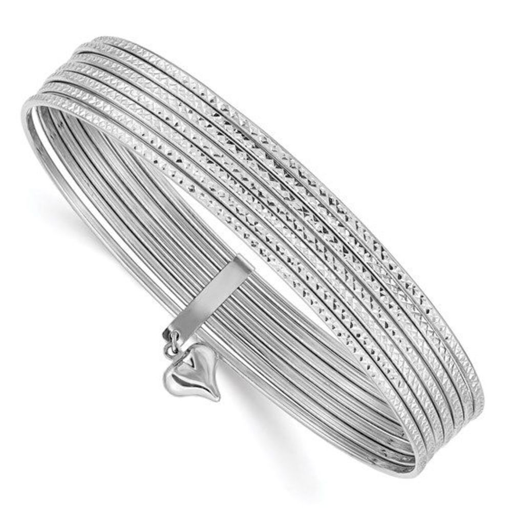New 14k White Gold Seminario (Set of 7)Bangles